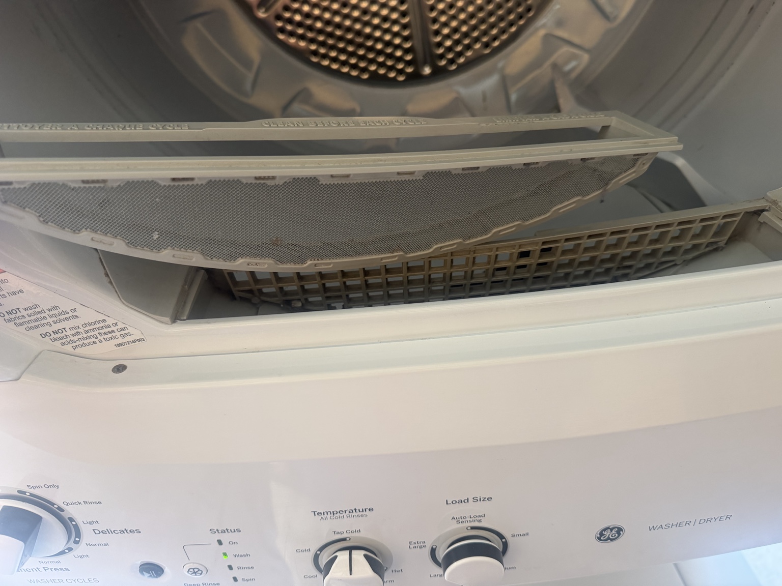 Dryer lint filter removed