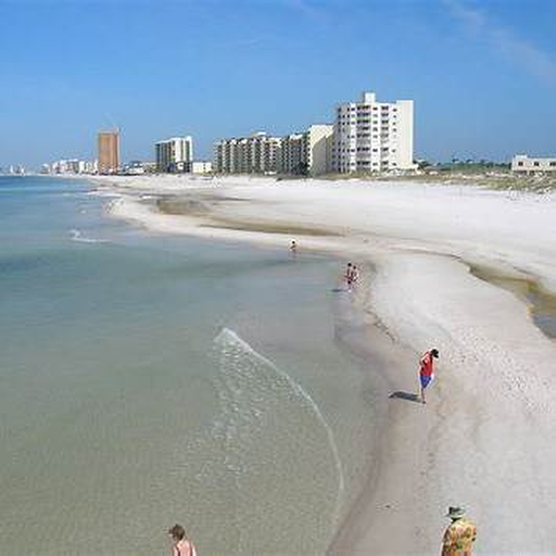 White sand beach and blue Gulf water